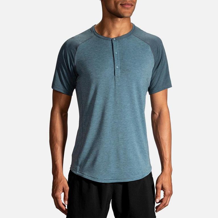 Brooks Men's Cadence Short Sleeve Running Shirt - Blue (ZUCH14658)